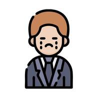 A man in a suit with a sad face vector