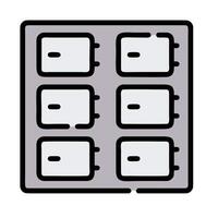 A black and white image of a rectangular box with four slots vector