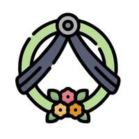 A wreath with flowers and a ribbon vector