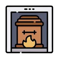 A tablet with a fire in it and a box with a candle vector