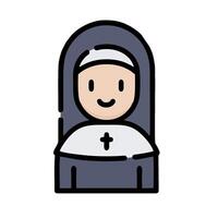 A nun icon with a cross on her head vector