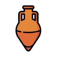An orange vase with a handle on it vector