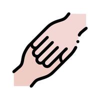 Two hands holding each other in a line vector