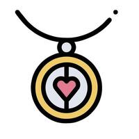 A heart shaped pendant with a compass on it vector