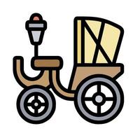 A cartoon image of a carriage with a wheel vector