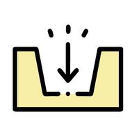 A yellow box with an arrow pointing down vector