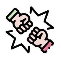 Two hands holding each other in a fist vector