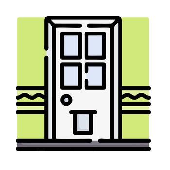 A door with a window and a cat in it vector