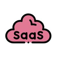 A pink cloud with the word saas written on it vector