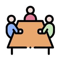A group of people sitting around a table vector