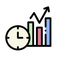 An icon of a clock and bar graph vector