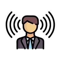 A man in a suit and tie is wearing a headset vector
