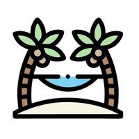 A cartoon illustration of two palm trees and a hammock vector