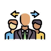 Business people with arrows pointing to them vector