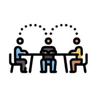 People at a table with a circle around them vector