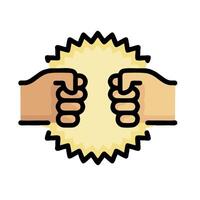 Two hands holding up a starburst icon vector