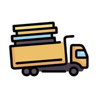 A truck with a stack of books on the back vector