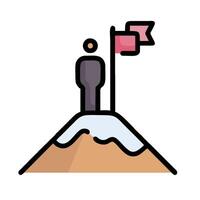 A man standing on top of a mountain with a flag vector