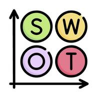 Swot diagram with four colorful circles vector