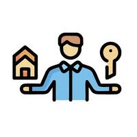 A man with a key and house icon vector