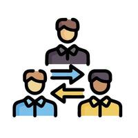 People in a triangle with arrows pointing to the left and right vector