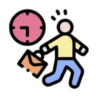 A man is running with a briefcase and a clock vector