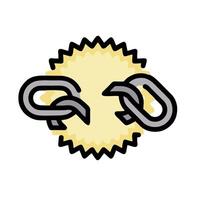 A yellow sunburst with two chains on it vector
