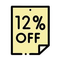 A yellow paper with the word 12 off written on it vector