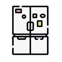 A refrigerator with a door open and a door closed vector