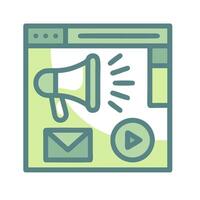 A green icon with a megaphone and a mail icon vector