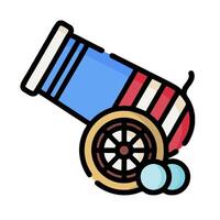A cannon with a ball on top of it vector