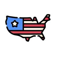 The usa flag is drawn on a map vector