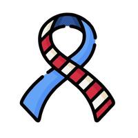 A ribbon with a red, white and blue stripe vector