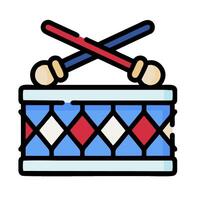 Drum icon with two sticks and a drum vector