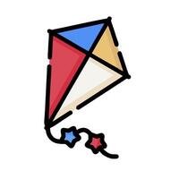 A kite with a red, white and blue star on it vector
