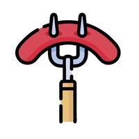 A red hot dog with a fork on it vector
