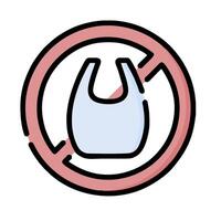 No plastic bag allowed sign illustration vector