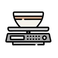 A coffee cup on a scale with a cup of coffee vector