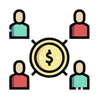 People are connected to a dollar coin in a circle vector