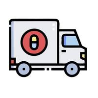 A delivery truck with a red circle on the side vector