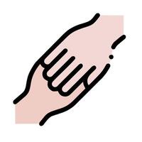 Two hands holding each other in a line vector