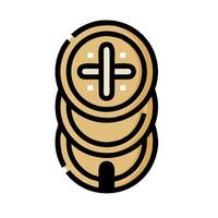 A stack of coins with a cross on top vector