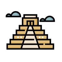 The pyramid of the maya is shown in a flat style vector