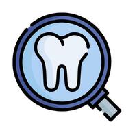 Magnifying tooth icon on white background vector