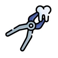 A tooth is being held by a pair of pliers vector