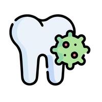 A tooth with a virus on it vector