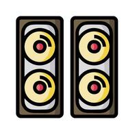 Two speakers with red and yellow lights on them vector