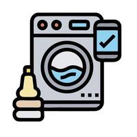 A washing machine with a check mark next to it vector