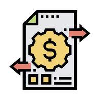 A dollar sign on a document with arrows pointing to it vector