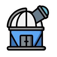 An illustration of a telescope on top of a building vector